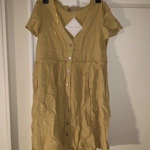 Showpo/House of Sienna “Worth a Shot Button Front Dress” in Mustard, Size M
